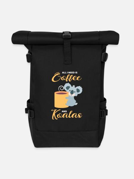 Koalas und Kaffee - Rolltop Rucksack - Schwarz