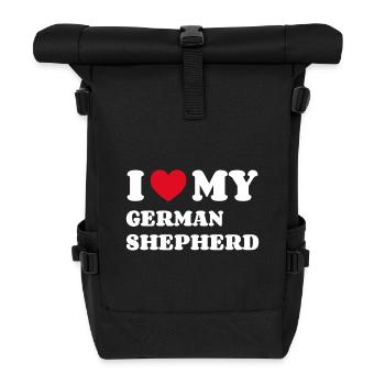 I Love My German Shepherd Deutscher Schäferhund - Rolltop Rucksack - Schwarz - Vorne