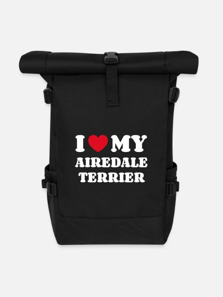 I Love My Airedale Terrier - Rolltop Rucksack - Schwarz