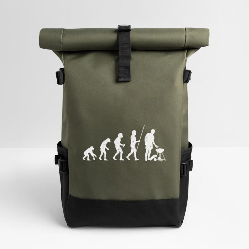 BBQ Evolution Grilling Barbecue Gift Idea Roll Top Backpack