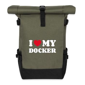 I Love My Docker - Rolltop Rucksack - Olive/Schwarz - Vorne