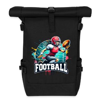 American Football Sport Girl Ball - raffstaff ® - Roll Top Backpack - black - Front