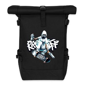 Skater sprayer girl Graffiti Sk8 - raffstaff ® - Rolltop Rucksack - Schwarz - Vorne