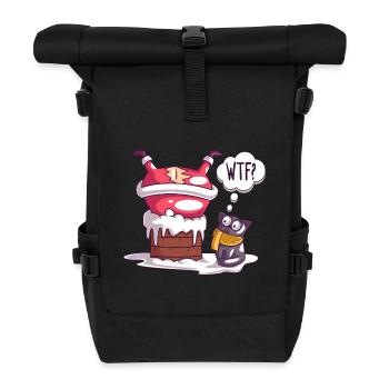 Weihnachtsmann Schornstein Verwunderte Katze WTF - Rolltop Rucksack - Schwarz - Vorne