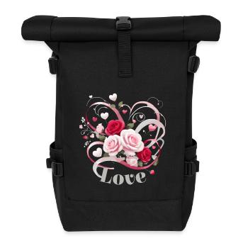 Love Valentine's Day Roses - Roll Top Backpack - black - Front