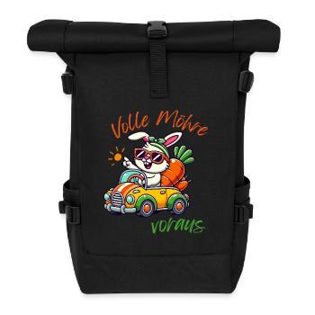 Full carrot ahead bunny in the car - Roll Top Backpack - black - Front