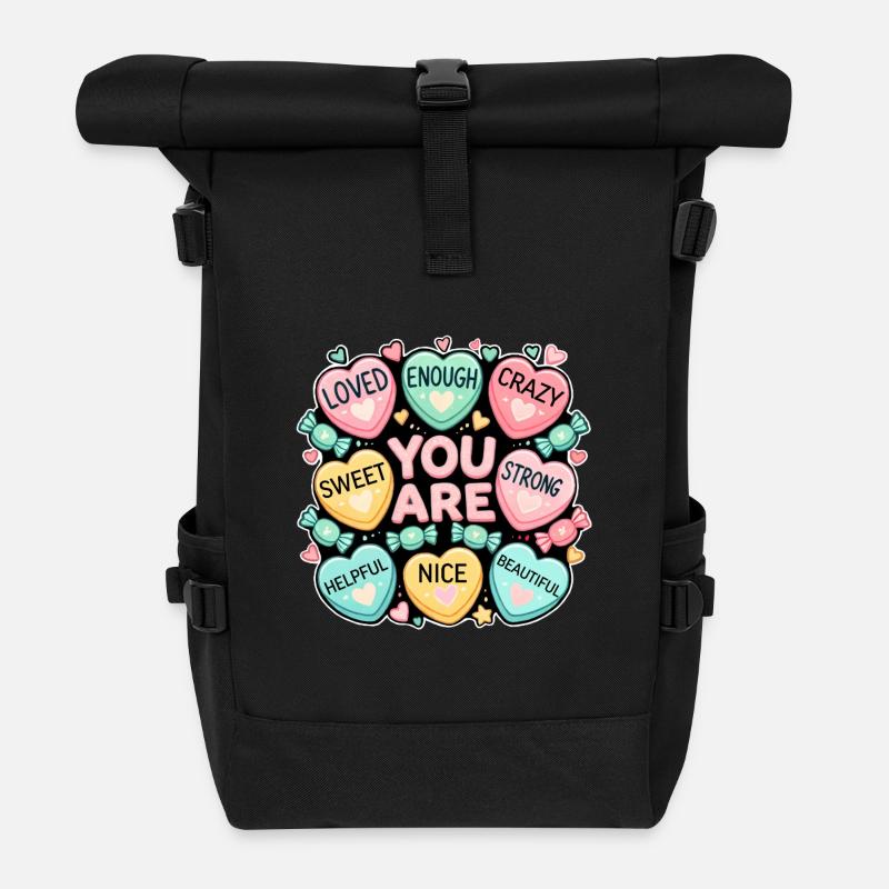 Du bist wundervoll - Rolltop Rucksack - Schwarz