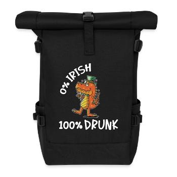 Betrunkener Leprechaun Dino 0% Irish 100% Drunk - Rolltop Rucksack - Schwarz - Vorne