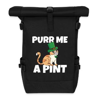 St. Patricks Day Freche Durstige Katze Leprechaun - Rolltop Rucksack - Schwarz - Vorne