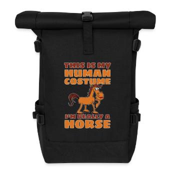 horse lover horse fan horse horse costume - Roll Top Backpack - black - Front