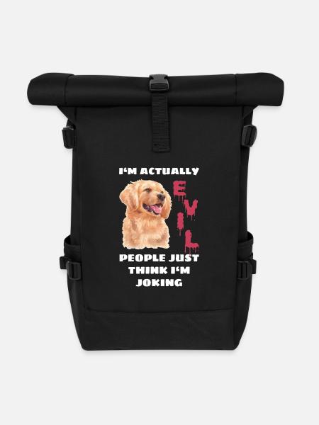 Nasty Golden Retriever - Roll Top Backpack - black