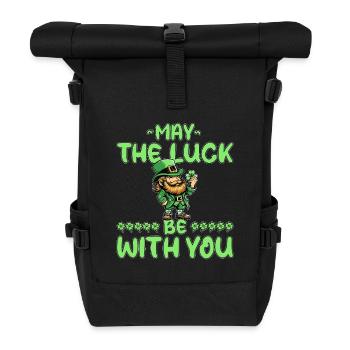 St. Patricks Day Leprechaun Glück Spruch Kleeblatt - Rolltop Rucksack - Schwarz - Vorne