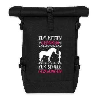 Pferd Mädchen Reiten Schule Schülerin Lustig - Rolltop Rucksack - Schwarz - Vorne