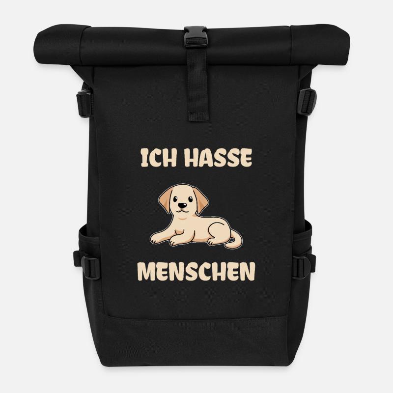 Labrador Ich Hasse Menschen - Rolltop Rucksack - Schwarz