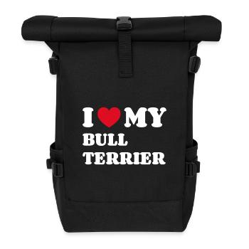 I Love My Bull Terrier Bullterrier Hundebesitzer - Rolltop Rucksack - Schwarz - Vorne
