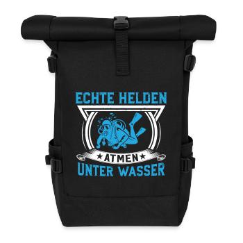 Echte Helden atmen unter Wasser Taucher - Rolltop Rucksack - Schwarz - Vorne