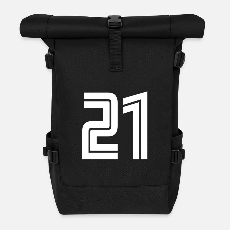 Maillot numéro 21 – Cadeau anniversaire 21 ans - Sac à dos roll top - noir