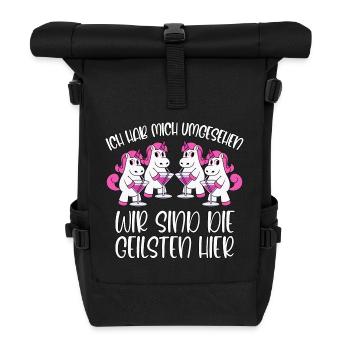 Mallorca Sprüche Einhorn Party Die Geilsten hier - Rolltop Rucksack - Schwarz - Vorne