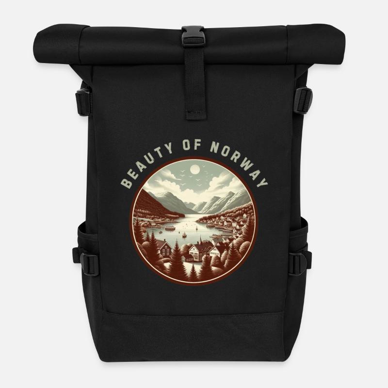 Die Schönheit Norwegens - Rolltop Rucksack - Schwarz