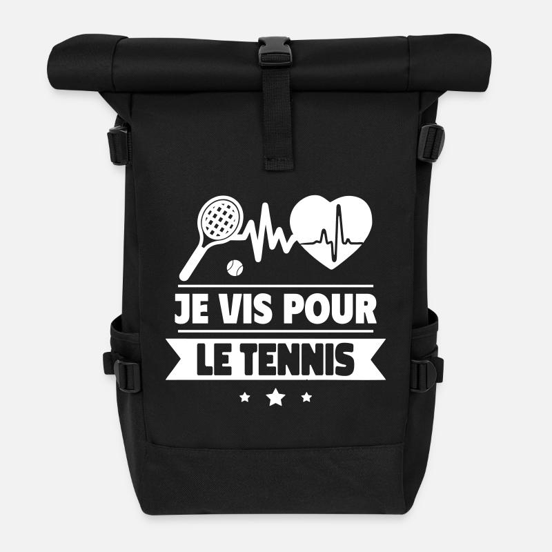 Je vis pour le Tennis - Sac à dos roll top - noir