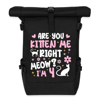 I'm 4 years old | Meow 4 Year Anniversary Gift - Roll Top Backpack - black - Front