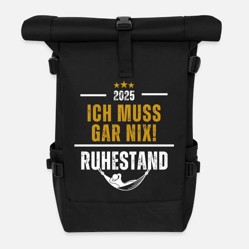 Ruhestand Ich muss gar nix 2025 - Rolltop Rucksack - Schwarz