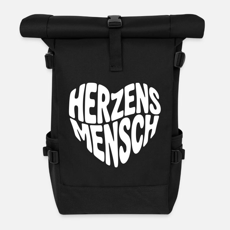 Herzensmensch - Rolltop Rucksack - Schwarz
