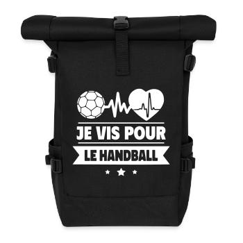 Je vis pour le handball,Handball,Handballeur - Sac à dos roll top - noir - Devant