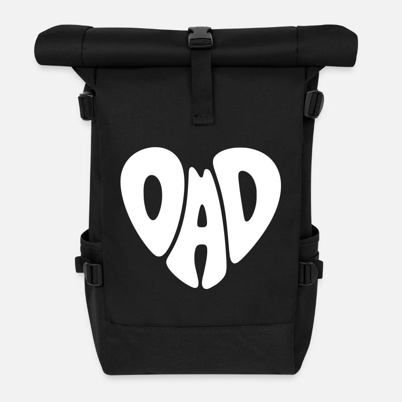 Dad Herz Form Papa Herzform Vatertag Geschenk - Rolltop Rucksack - Schwarz