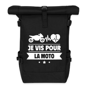 je vis pour la moto Moto, Cadeau Motard - Sac à dos roll top - noir - Devant