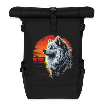 Samoyed Dog Retro - Roll Top Backpack - black - Front