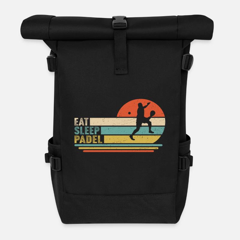 Eat Sleep Padel - Rolltop Rucksack - Schwarz