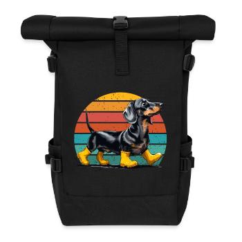 Hund Dackel Dackelliebhaber Gummistiefel Lustig - Rolltop Rucksack - Schwarz - Vorne