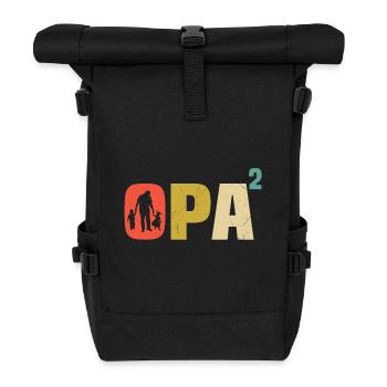 Opa hoch 2 zweifacher Opa werdender Opa zwei Enkel - Rolltop Rucksack - Schwarz - Vorne
