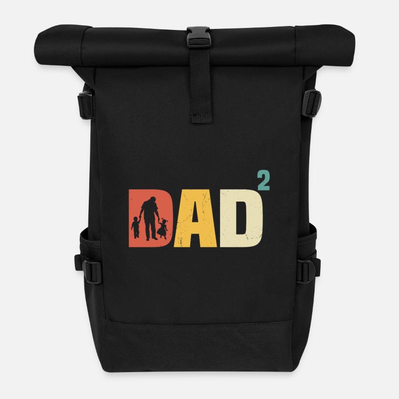 Dad hoch 2 zweifacher Vater werdender Papa 2 - Rolltop Rucksack - Schwarz