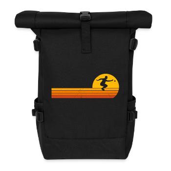 Petanque Boule Sonnenaufgang Boccia Spieler - Rolltop Rucksack - Schwarz - Vorne