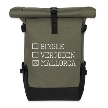 Mallorca Single Urlaub Partyurlaub - Rolltop Rucksack - Olive/Schwarz - Vorne