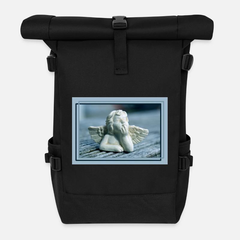 Engel in Blau - Rolltop Rucksack - Schwarz