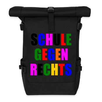 Schule gegen rechts - Rolltop Rucksack - Schwarz - Vorne