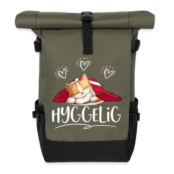 HYGGELIG - HYGGE - Katze orange -w - Rolltop Rucksack - Olive/Schwarz - Vorne