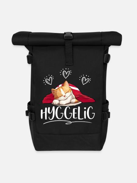 HYGGELIG - HYGGE - Katze orange -w - Rolltop Rucksack - Schwarz
