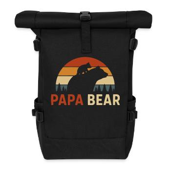 Fête des Pères PapaBear Retro Bear Père Enfant - Sac à dos roll top - noir - Devant