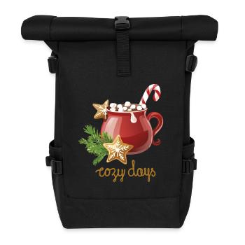 Hot Cacao, Cozy Days, Christmas Cookies - Roll Top Backpack - black - Front