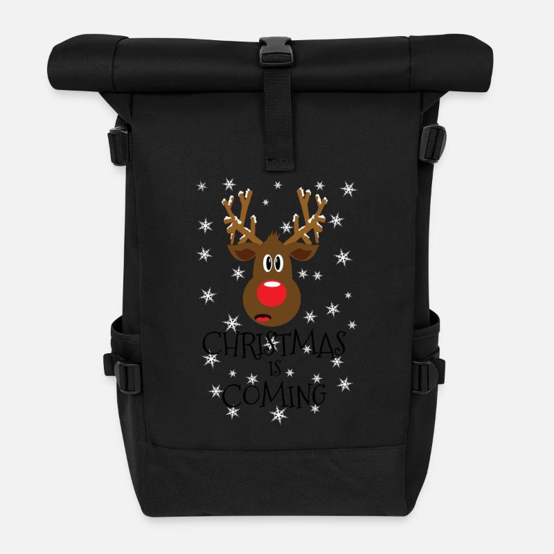 Weihnachten kommt Schnee - Rolltop Rucksack - Schwarz