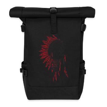 Stummer Schrei - Indianer, Federschmuck, Häuptling - Rolltop Rucksack - Schwarz - Vorne