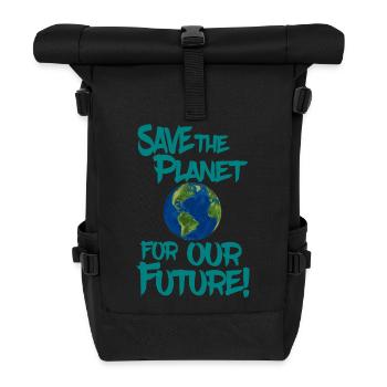 Save the planet for our future! - Roll Top Backpack - black - Front