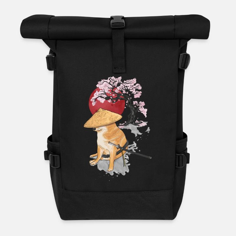samurais cheems - Rolltop Rucksack - Schwarz