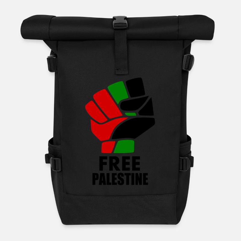 Free palestine - Roll Top Backpack - black