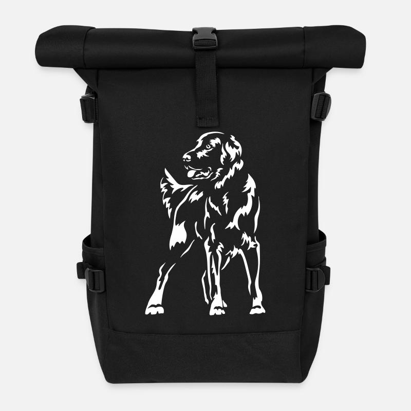 Flat-coated Retriever "Black Edition" - Rolltop Rucksack - Schwarz
