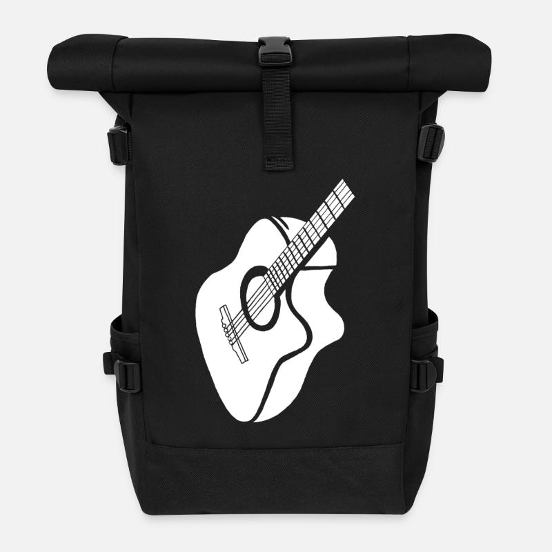weiße Gitarre - Rolltop Rucksack - Schwarz